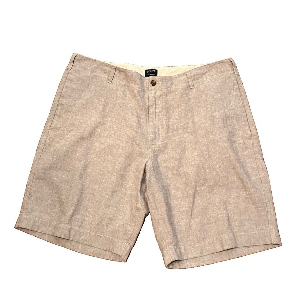 J Crew Gramercy Shorts Mens 38 Gray Linen Cotton Blend 9" Inseam